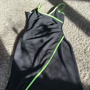 Almost Famous Black and Neon Green Dress